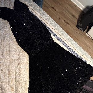 Elegant Black Sequin Evening Gown